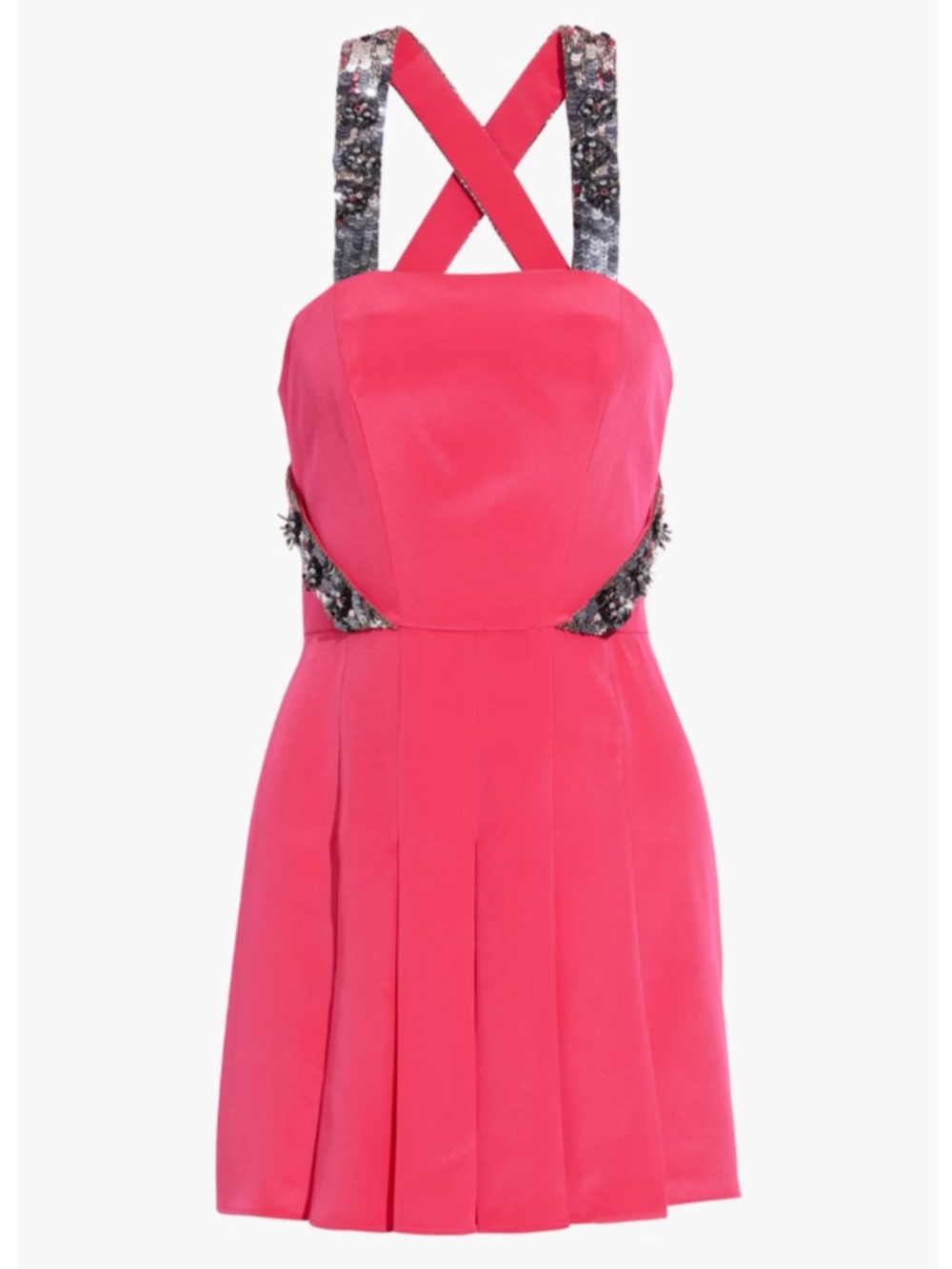 PUCCI - Embellished Pleated Silk-Crepe Mini Dress